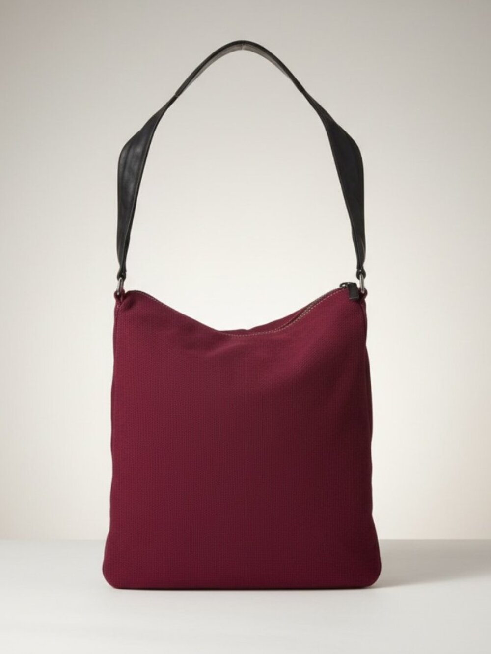 Banana Republic Burgundy Fabric Shoulder Bag w/ Genuine Leather Trim